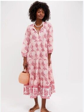 Tuckernuck Dusty Rose Nautilus Shell Long Sleeve Salty Paloma Caftan Size XS NWT